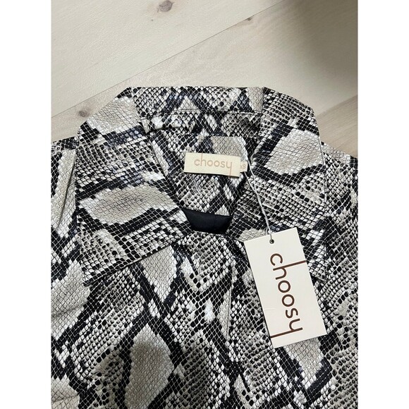 Choosy Luxe Exotic Vintage 90s Faux Snakeskin Leather Trench Coat Duster Jacket - Picture 6 of 11